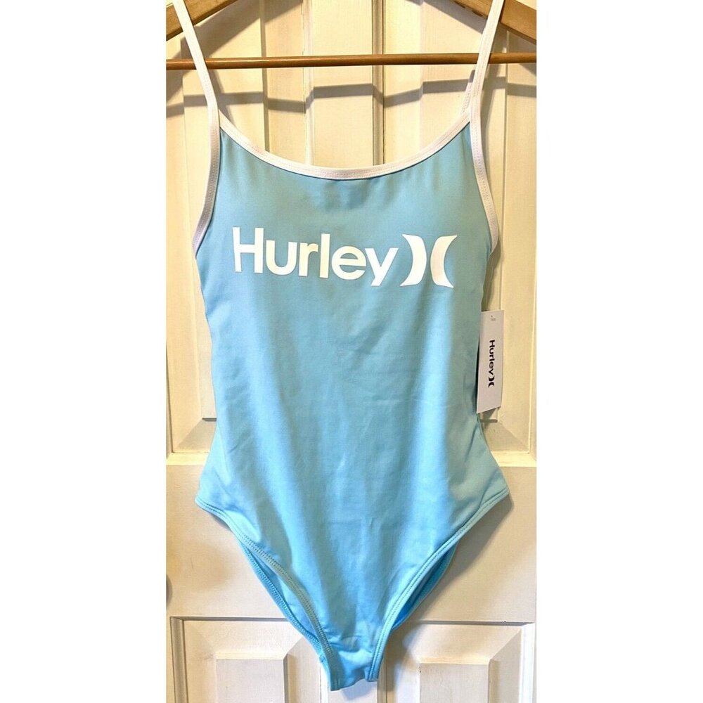 NEW Hurley Women’s One Piece Bathing Suit  Adjustable Straps Turquoise Surf
